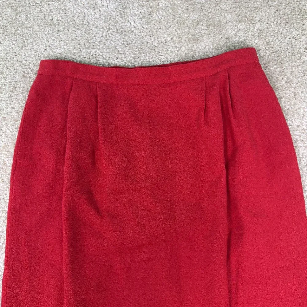 Vintage Bretton Place USA Made 100% Wool Skirt Women’s Sz 14 30x29 Red E677 - Picture 2 of 11